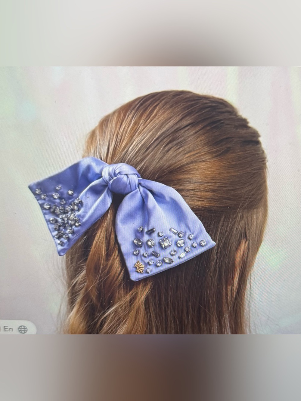 Lele Sadoughi, NWTs Embellished Paloma Lavender Silk Hair Bow Scarf